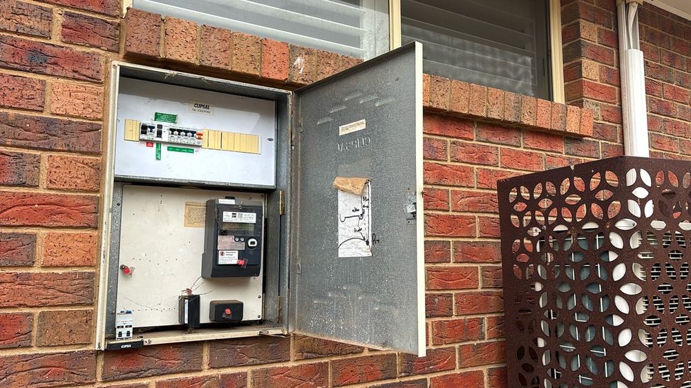 No termite management notice in the meter box to show past treatment, found during a building and pest inspection in Darley