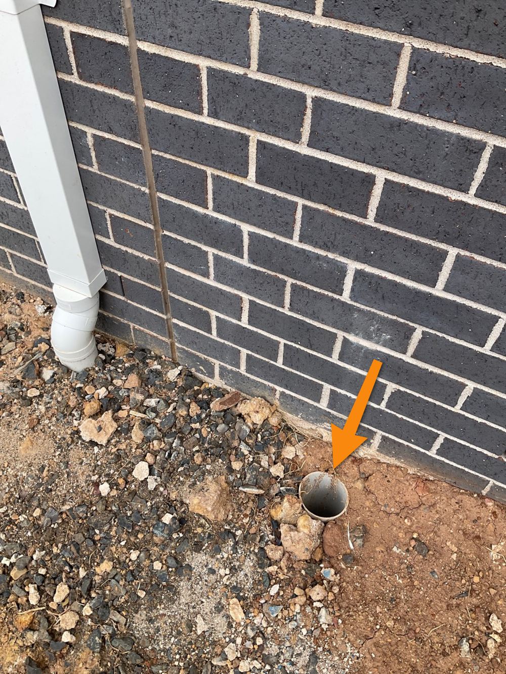 Broken stormwater pipe, with a camera check of the line recommended, found during a pre-handover inspection in Bacchus Marsh